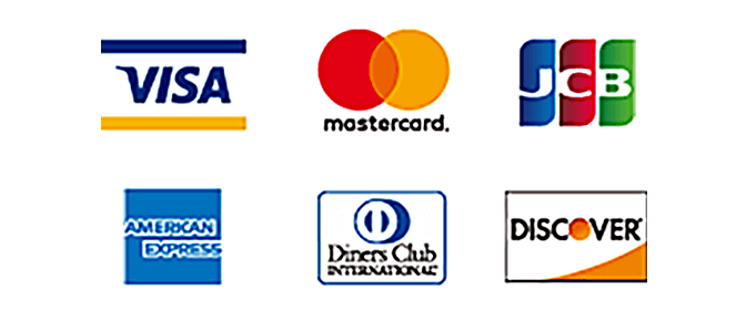お支払可能なクレジットカード一覧（VISA・master・JCB・アメリカンエキスプレス・Diners・DISCOVERのマークの入っているクレジットカード）